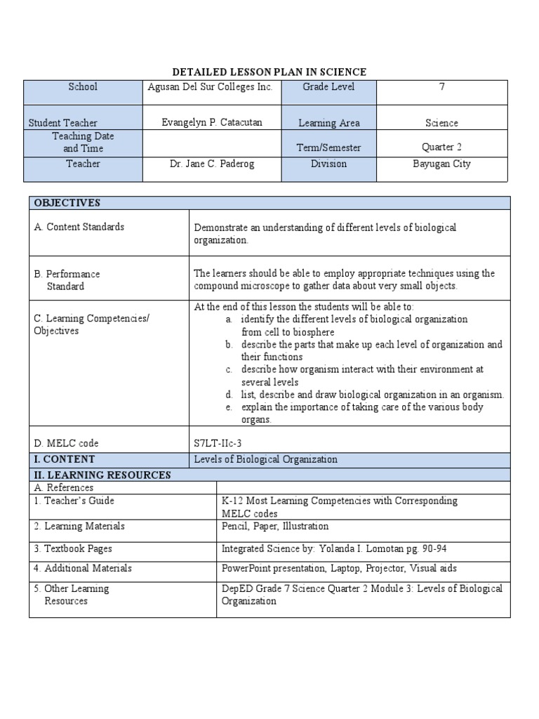 Detailed Lesson Plan in Science - Docx For Mam Paderog Revised | PDF ...
