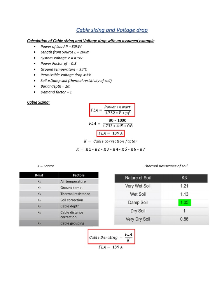 Cable Sizing and Voltage Drop Analysis | PDF | Manufactured Goods ...