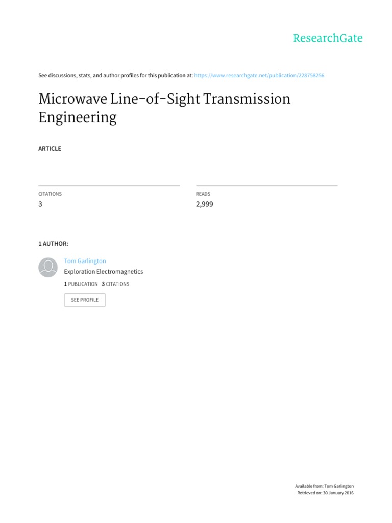 Microwave Line of Sight PDF Radio Propagation Microwave