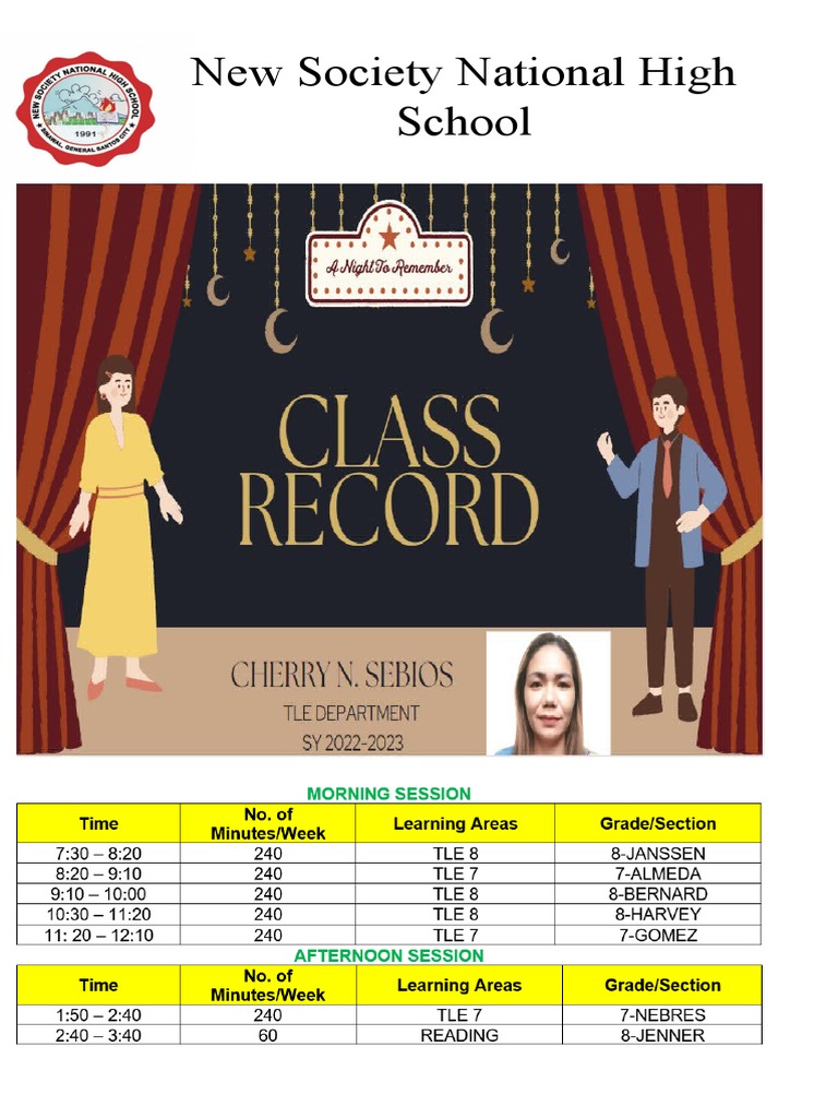 Class Record Cover Page | PDF
