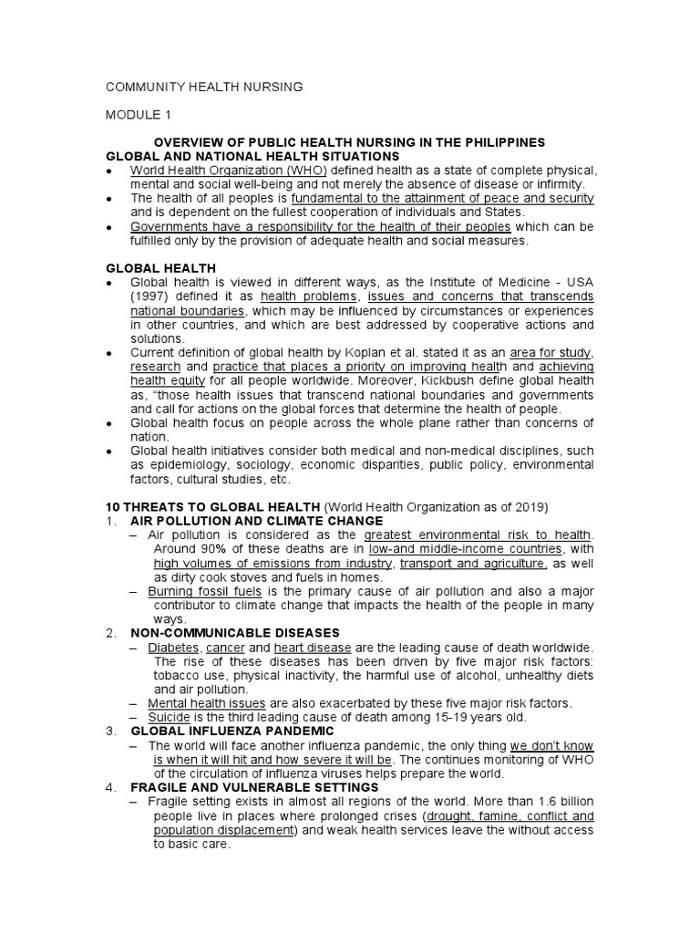 Module 1 - Overview of Public Health Nursing in The Philippines | PDF ...