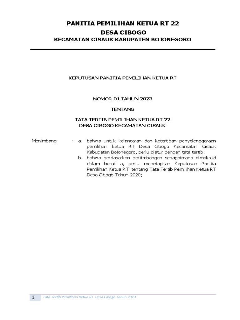 Tata-Tertib-Panitia-Pemilihan RT 22 | PDF