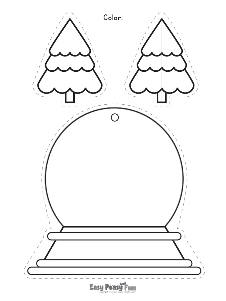 Snow Globe Paper Craft Template PDF