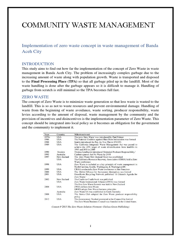 COMMUNITY WASTE MANAGEMENT Report PDF Waste Management Waste