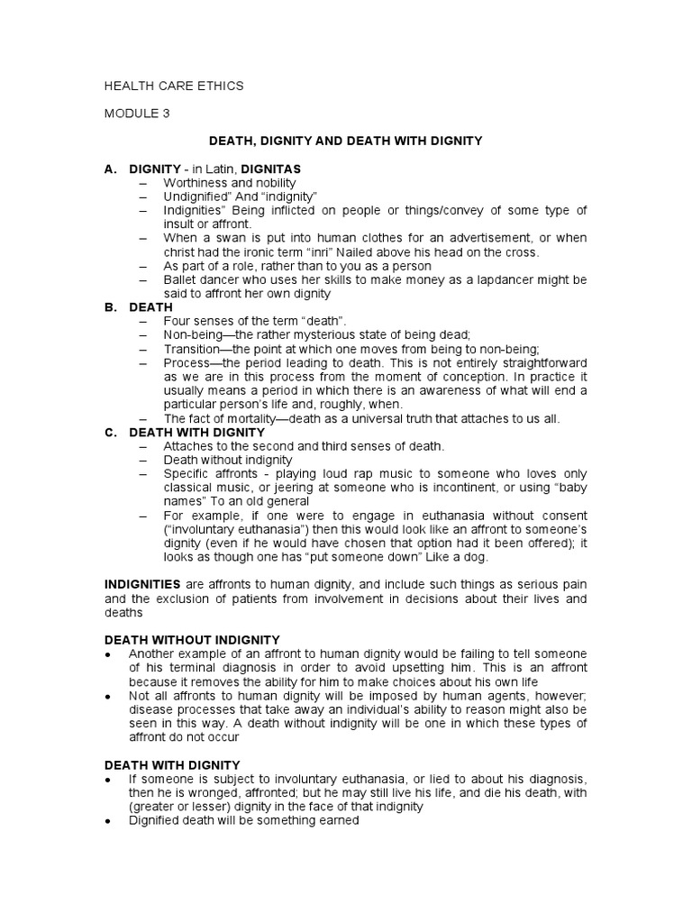 Module 3 death dignity and death with dignity pdf suicide end