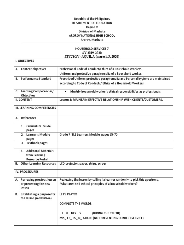 7th DLP in Tle Maintain Effective.. (Capricorn) . | PDF | Learning ...