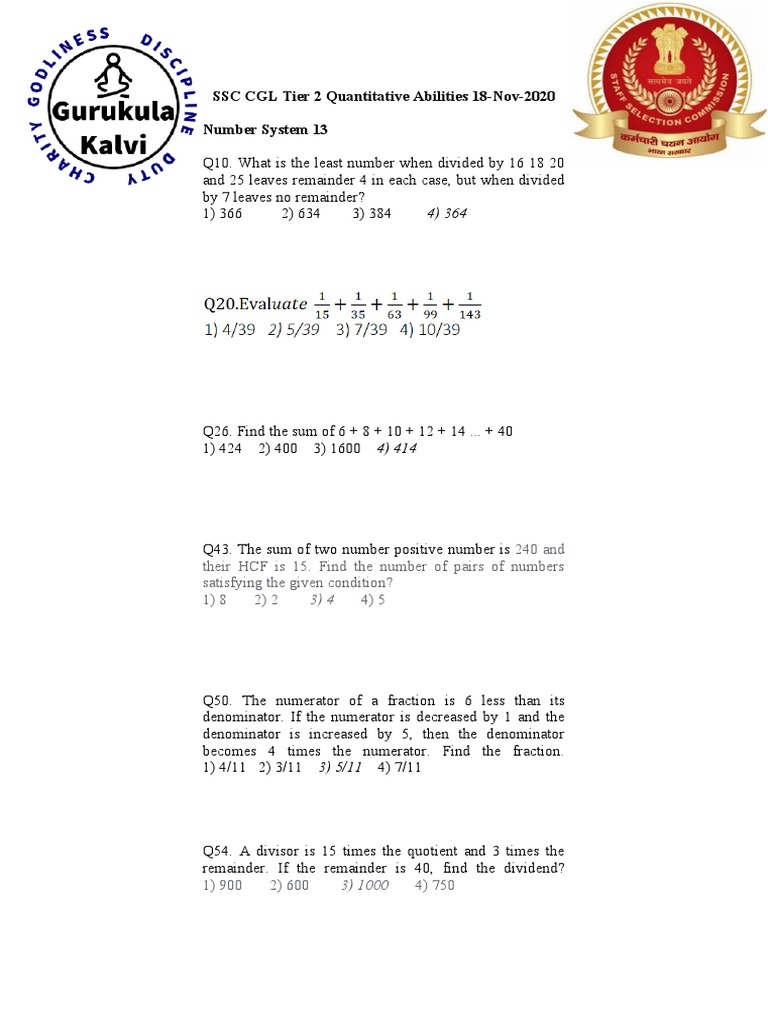 SSC CGL Tier 2 Quantitative Abilities 2020 | PDF | Area | Triangle