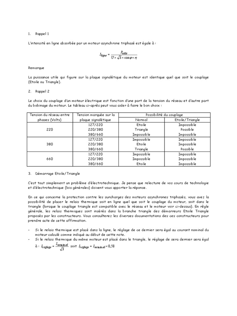Couplage Étoile/Triangle des Moteurs PDF Composants électriques — free download