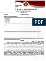 Learning Activity Sheets Sa Filipino 7: Ikalawang Markahan