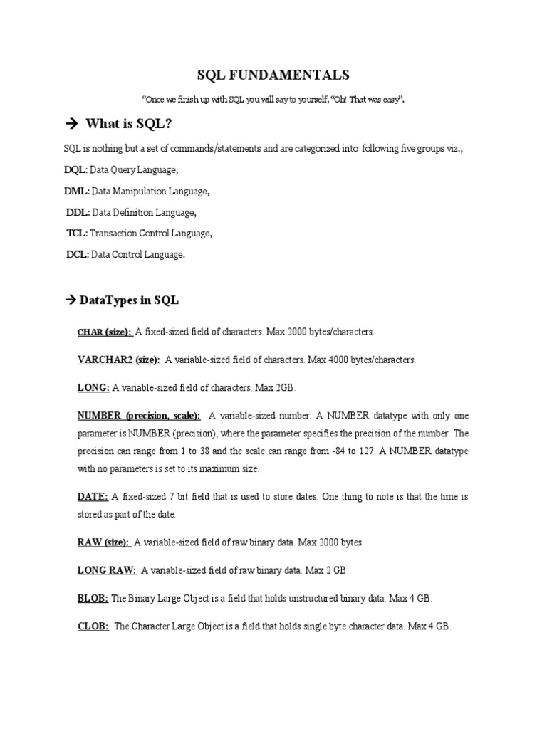 SQL Fundamentals | PDF | Information Technology Management ...