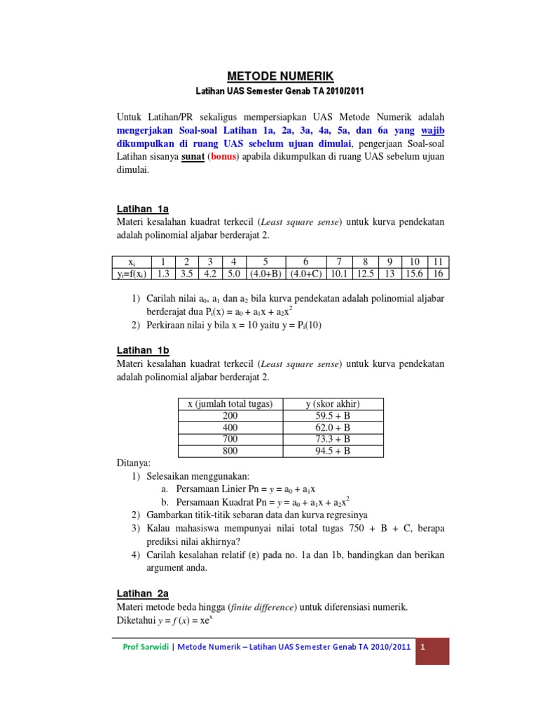 20110601 Soal2 Latihan Uas Metode Numerik