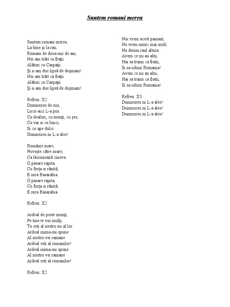 Suntem Romani Mereu | PDF