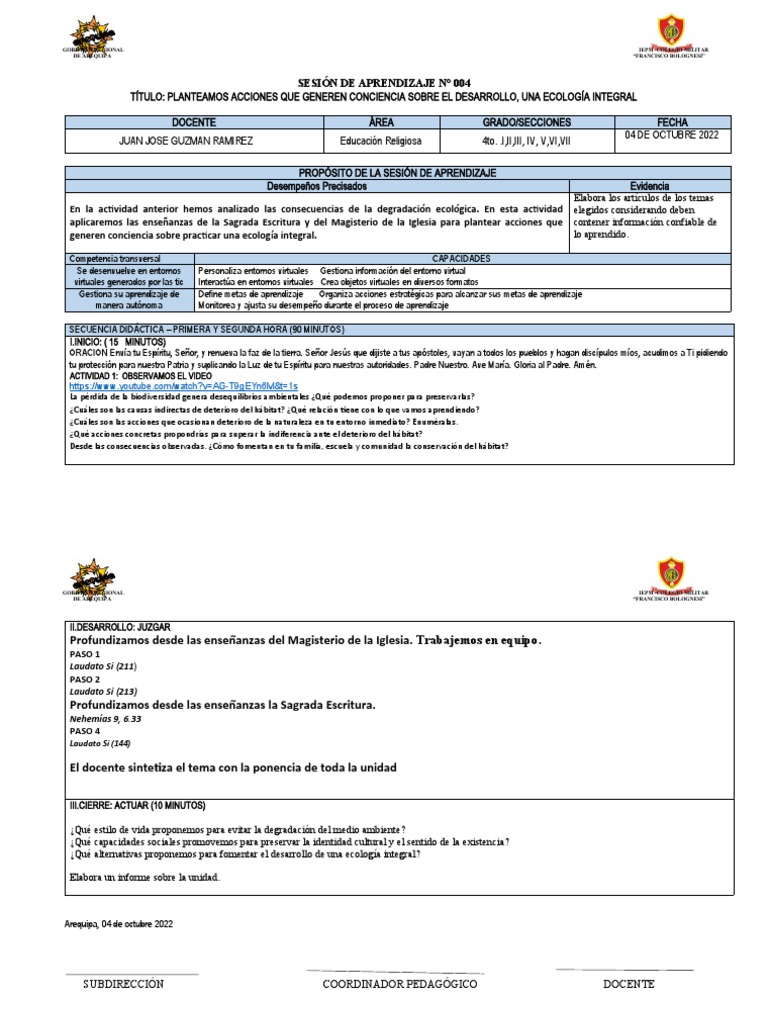 3ro Actividad 4 De La 6ta Unidad Pdf Aprendizaje