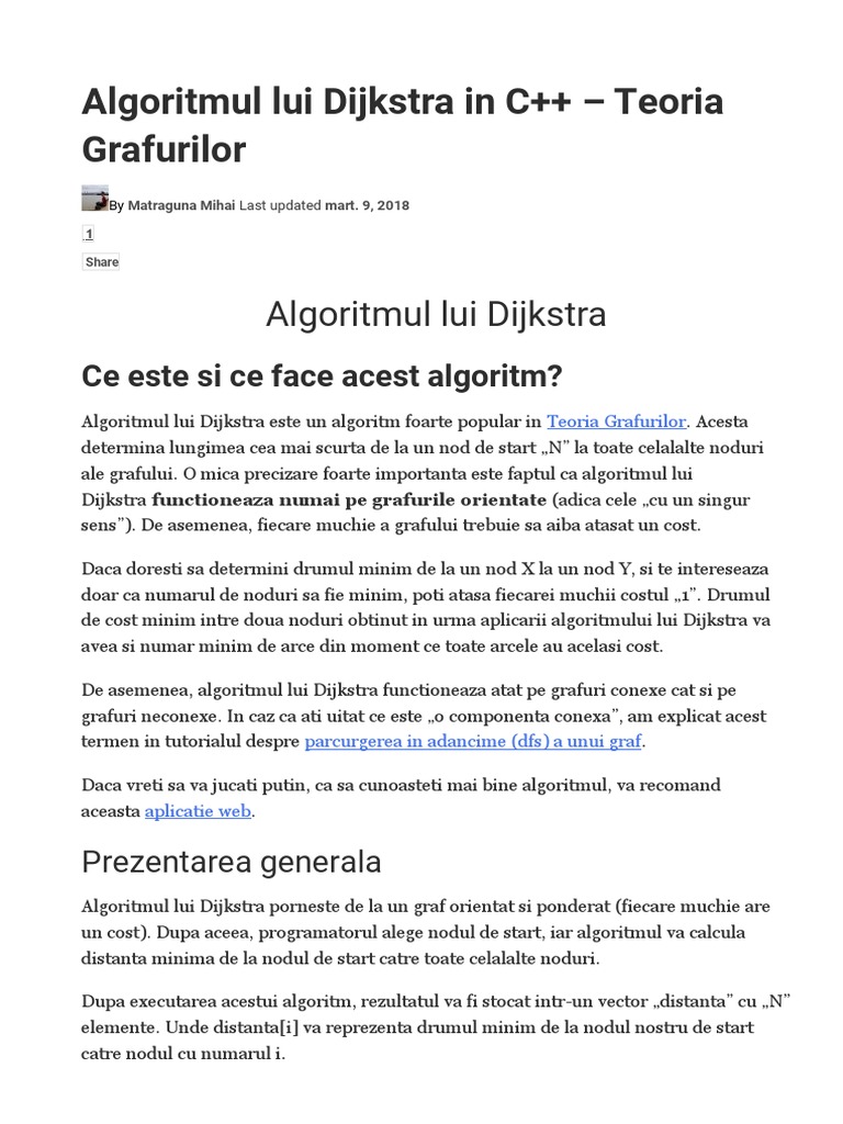 Algoritmul Lui Dijkstra in C | PDF