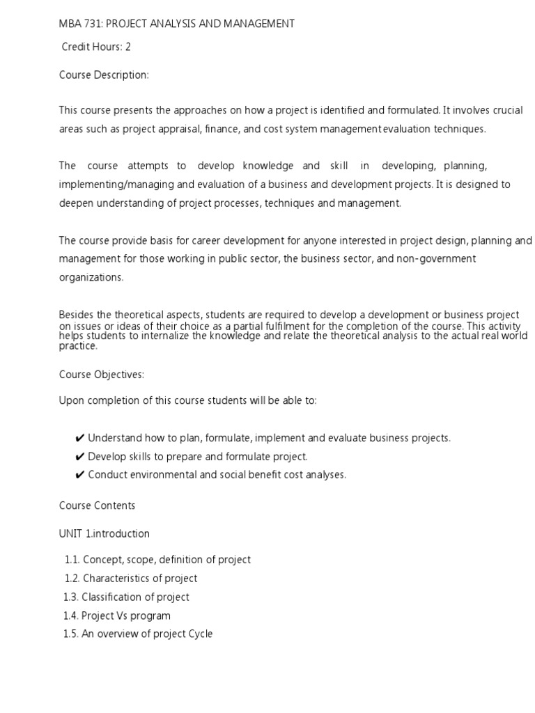 Mba 731 Project Analysis and Management | PDF | Net Present Value ...