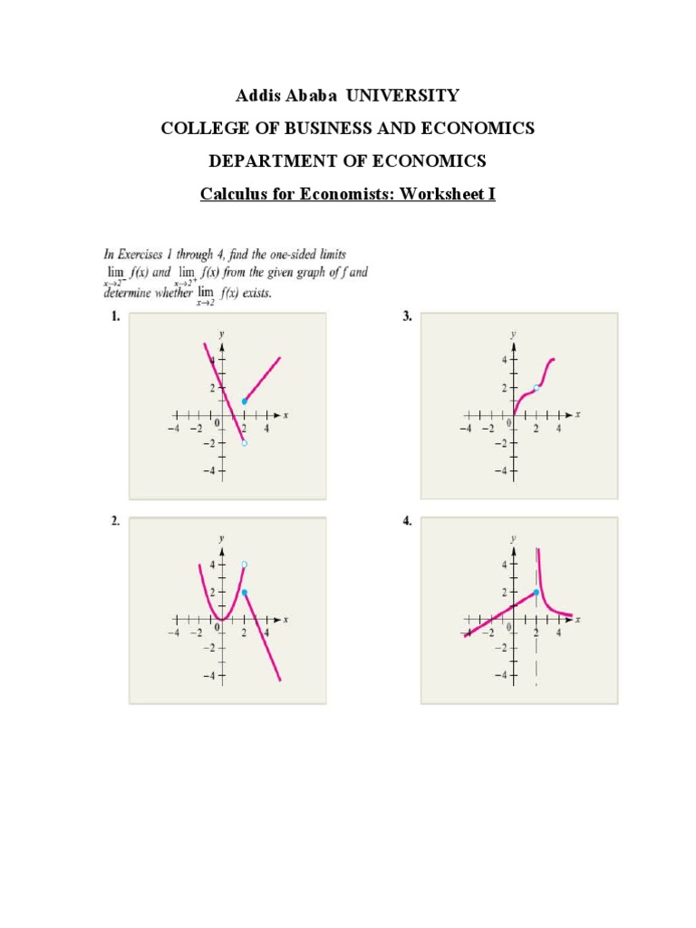 Calculus Worksheet I | PDF