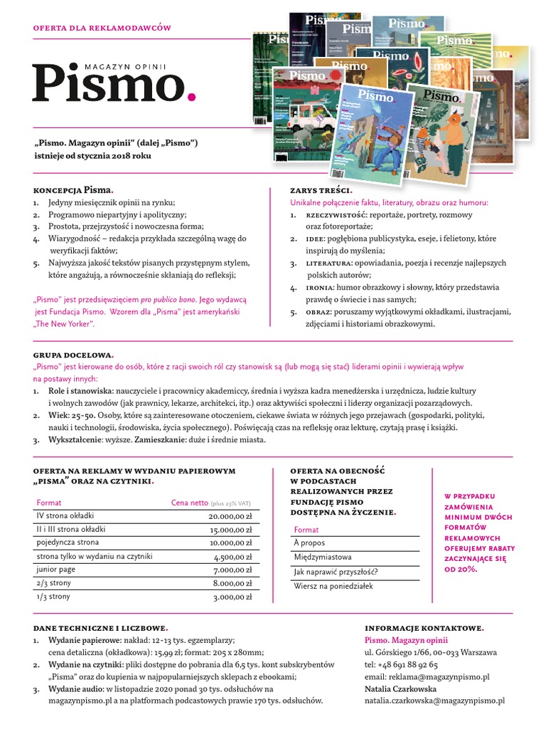 PISMO - Oferta - Reklamodawcy - 4 | PDF
