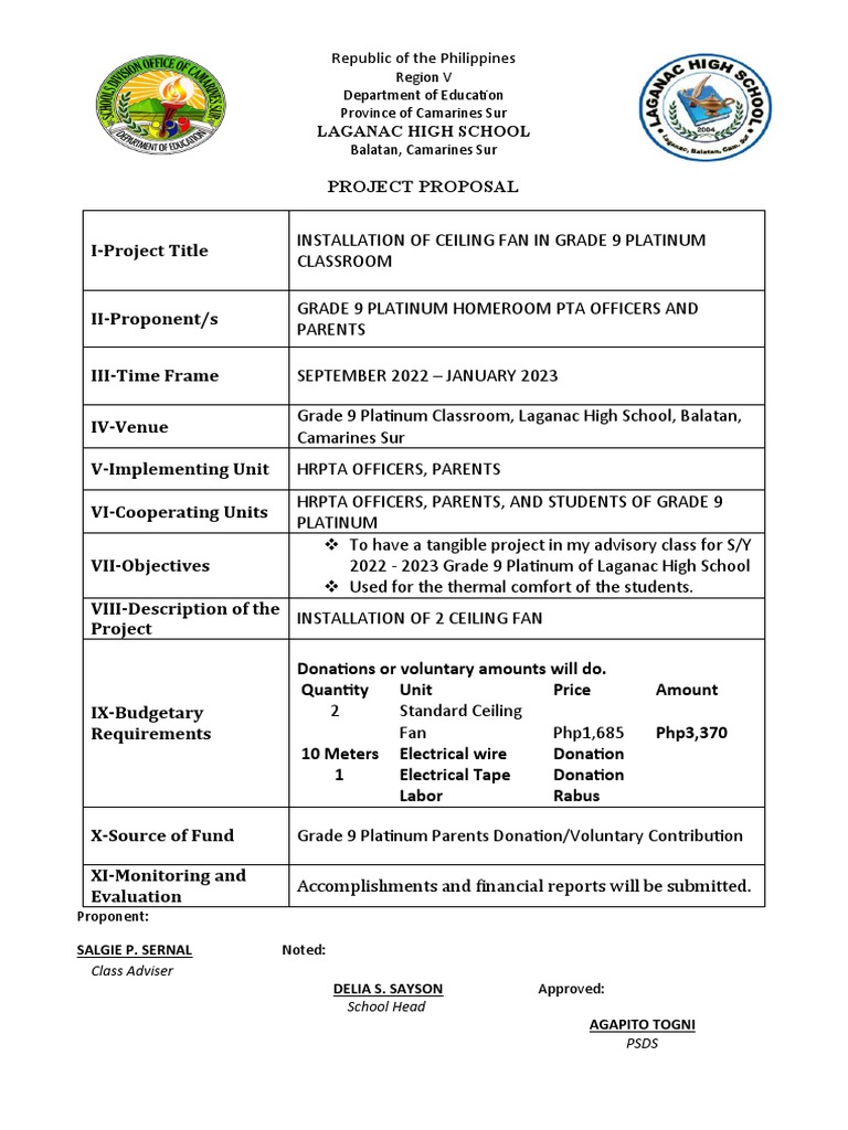 Ceiling Fan Installation Proposal | PDF