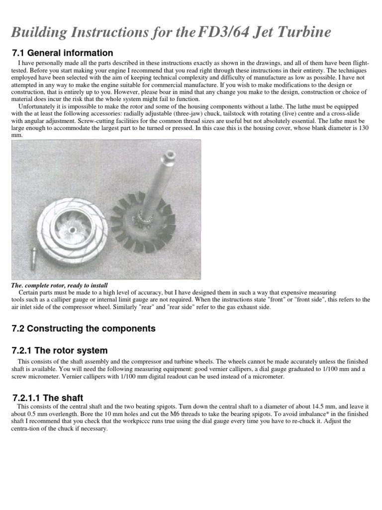 FD3/64 Jet Turbine Building Guide | PDF | Grinding (Abrasive Cutting ...