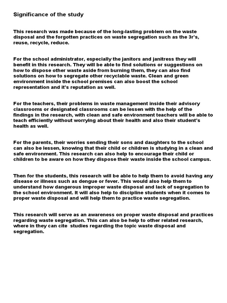 Significance of The Study PDF