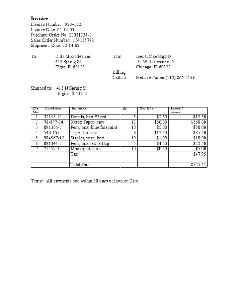 Invoice for Office Supplies Purchase | PDF