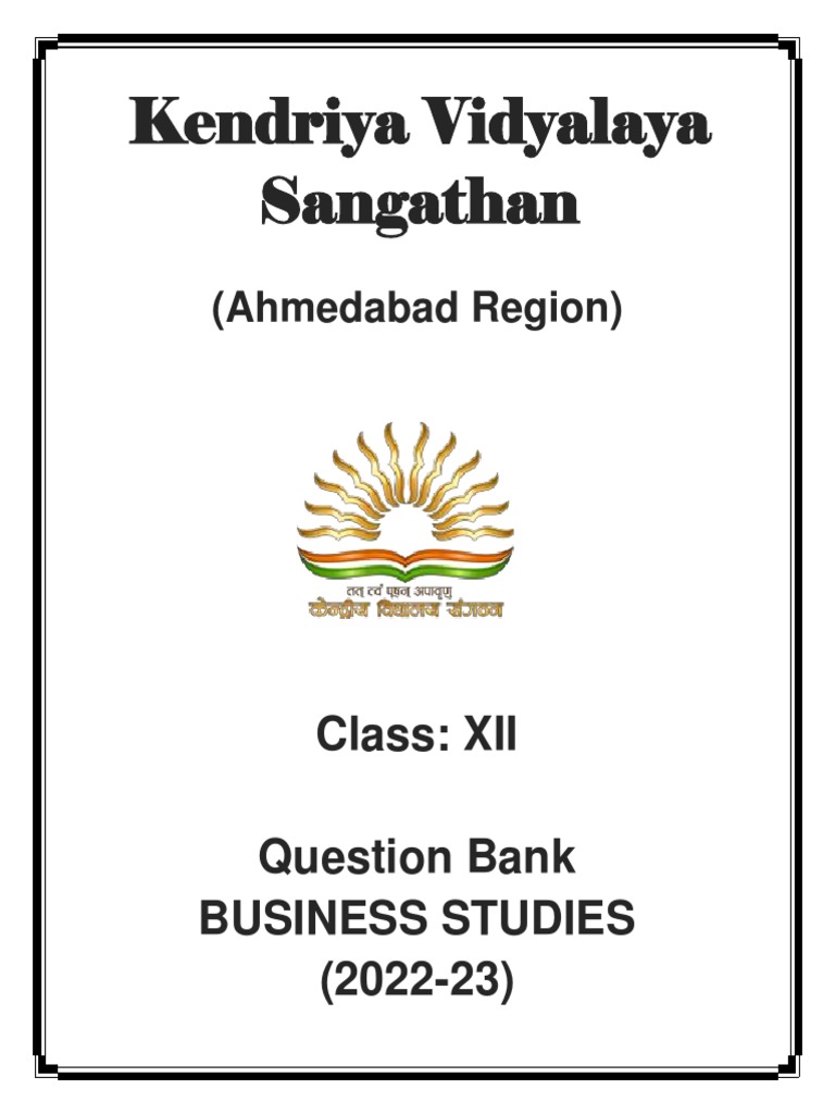 BUSINESS STUDIES Class 12 Question Bank - 2022-232022-23 | PDF ...