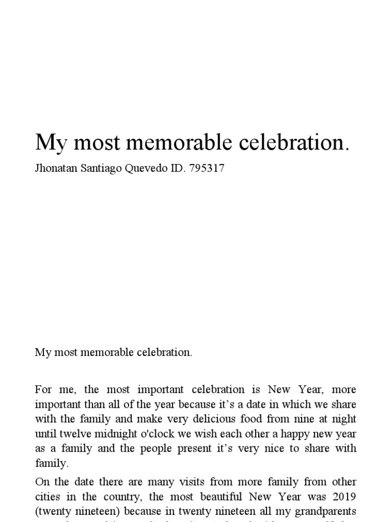 My Most Memorable Celebration. PDF