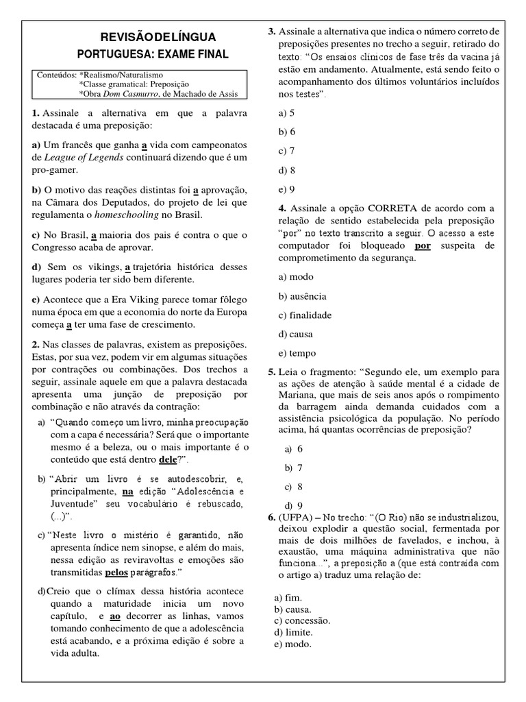 Revis o de l ngua portuguesa exame final pdf