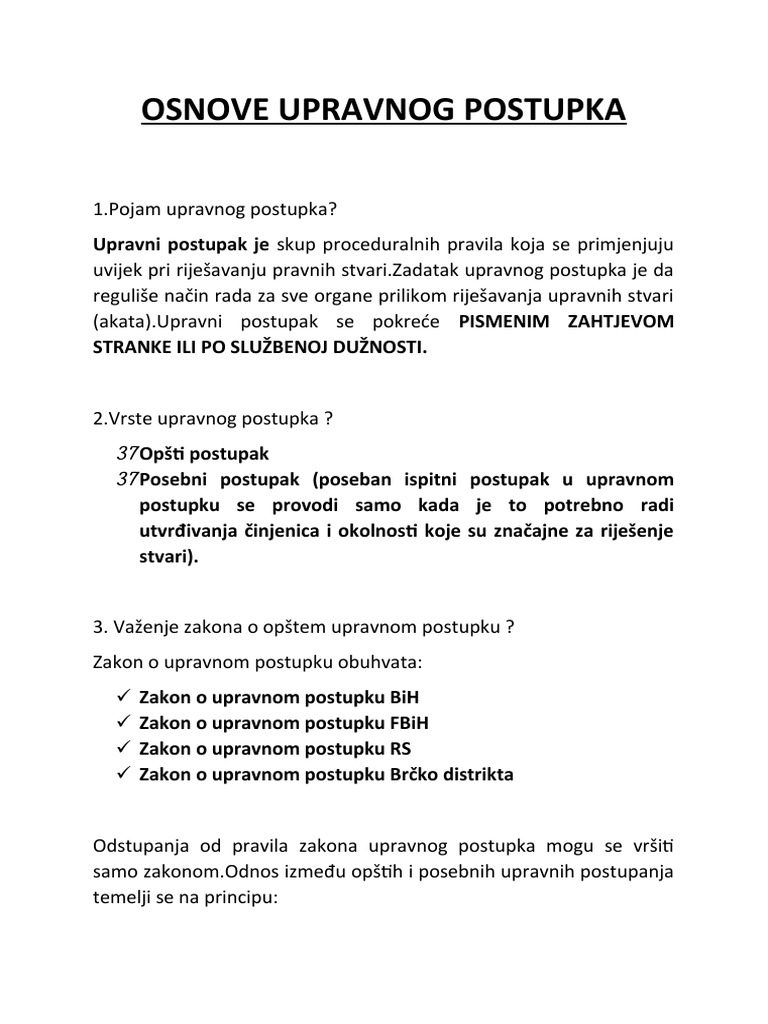 Osnove Upravnog Postupka | PDF