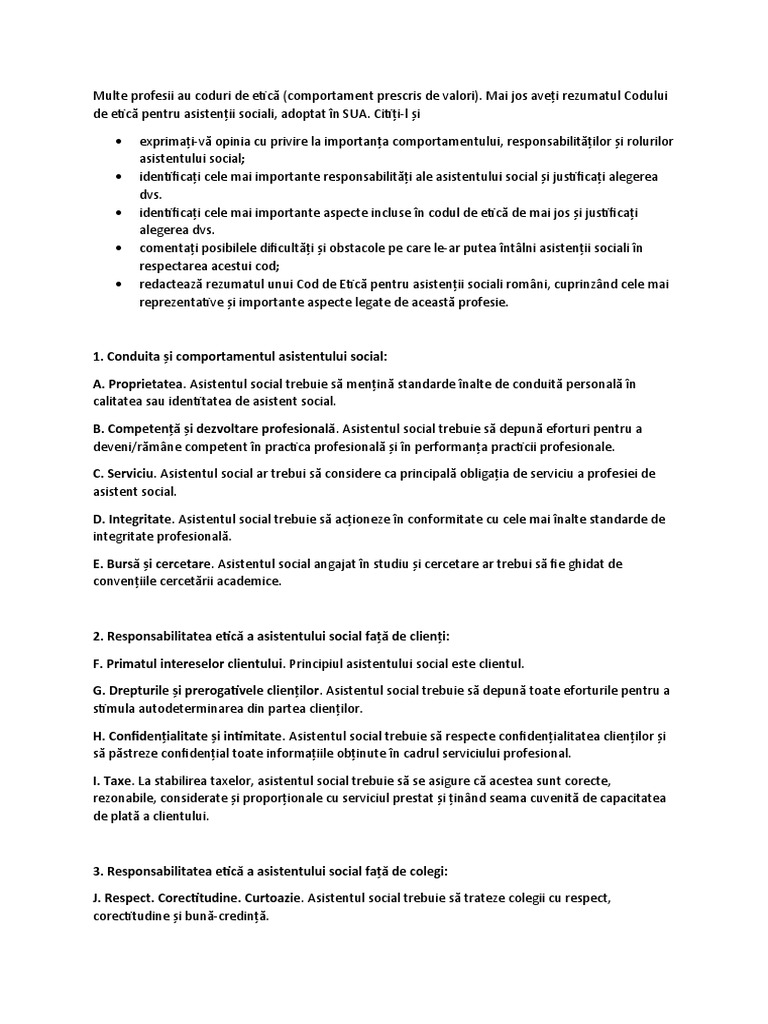Multe Profesii Au Coduri de Etică | PDF