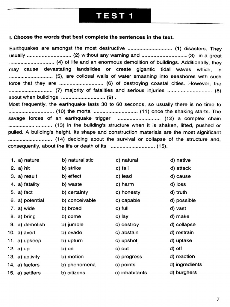 TEST 1 5 MATASEK English Advanced Vocabulary And Structure Practice PDF