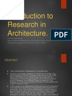 Introduction To Research in Architecture