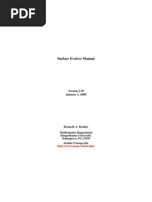 Surface Evolver Manual Overview | PDF | Calculus Of Variations