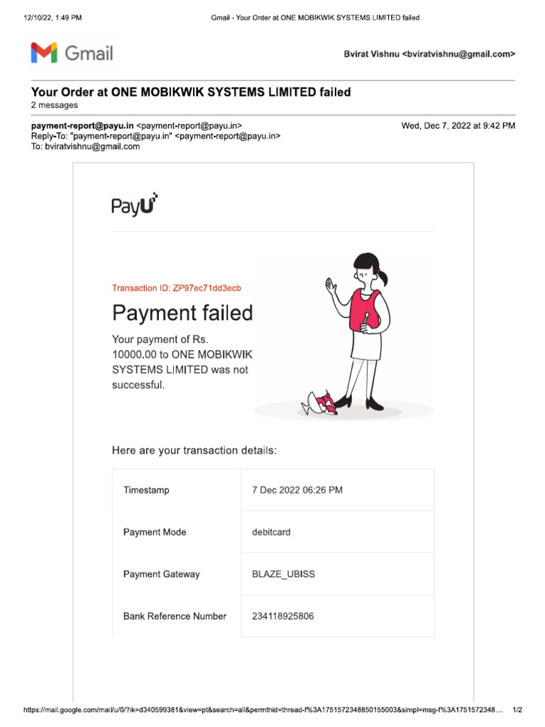 PAY U Transaction Failed | PDF