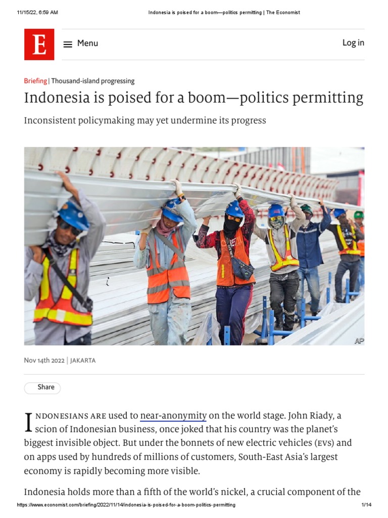 Indonesia Is Poised For A Boom Politics Permitting The Economist