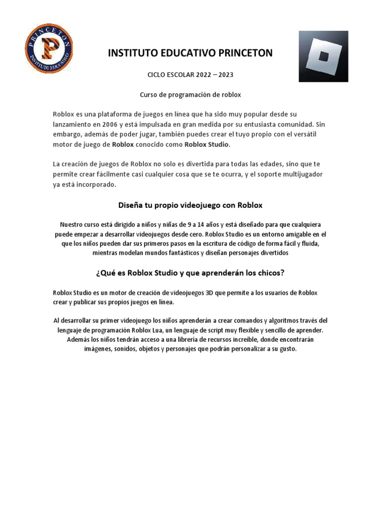 Programacion De Roblox Pdf