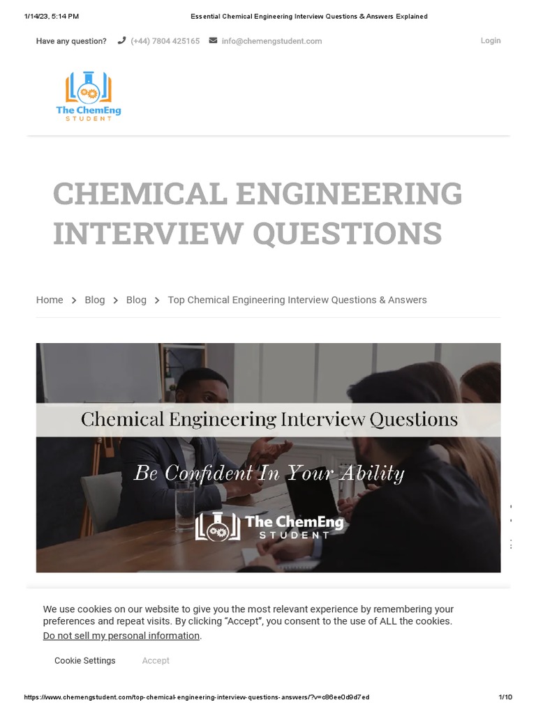 Essential Chemical Engineering Interview Questions & Answers Explained