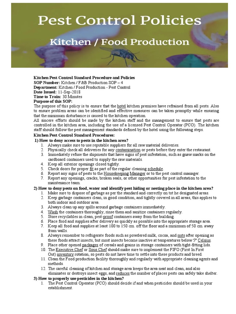 Pest Control Standard Procedure and Policies PDF Pesticide Pest
