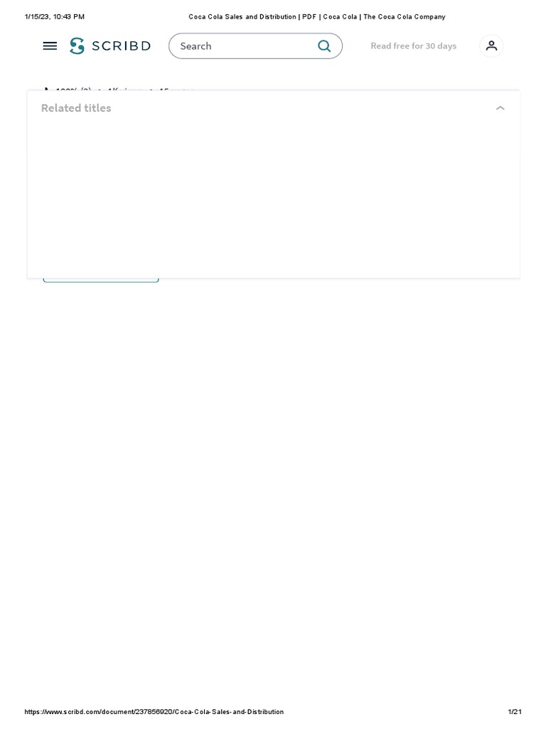 Coca Cola Sales And Distribution Pdf Coca Cola The Coca Cola