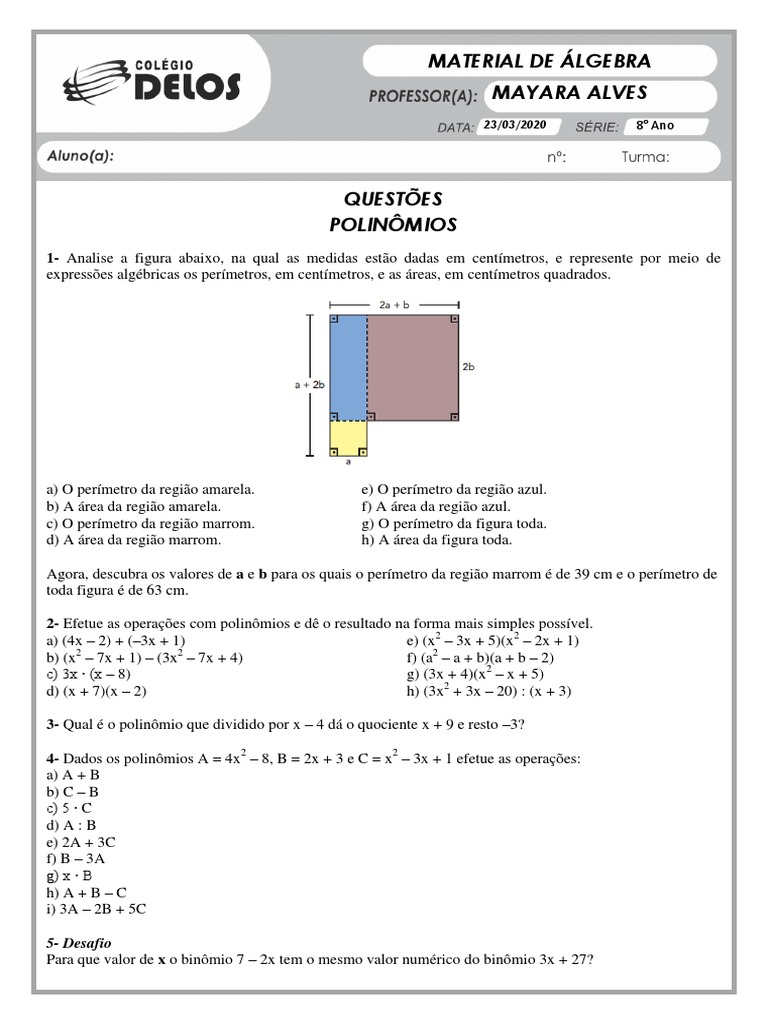 Polinômios Lista de Exercícios | PDF | Equações | Matemática