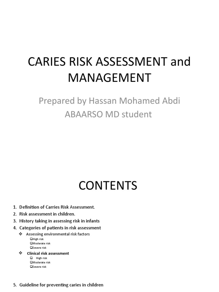 Caries Risk Assessment and Management PDF Oral Hygiene Health
