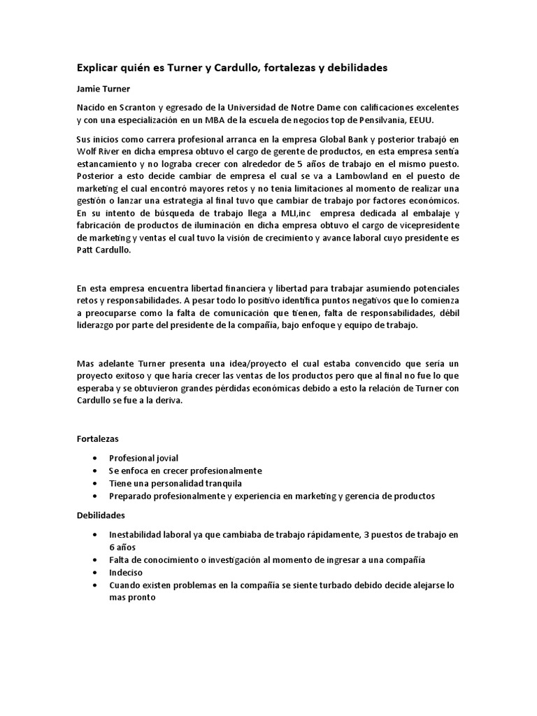 Conflicto entre Turner y Cardullo en MLI | PDF | Marketing | Business