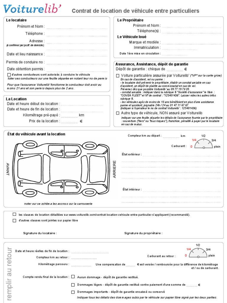 Contrat location vehicule professionnel