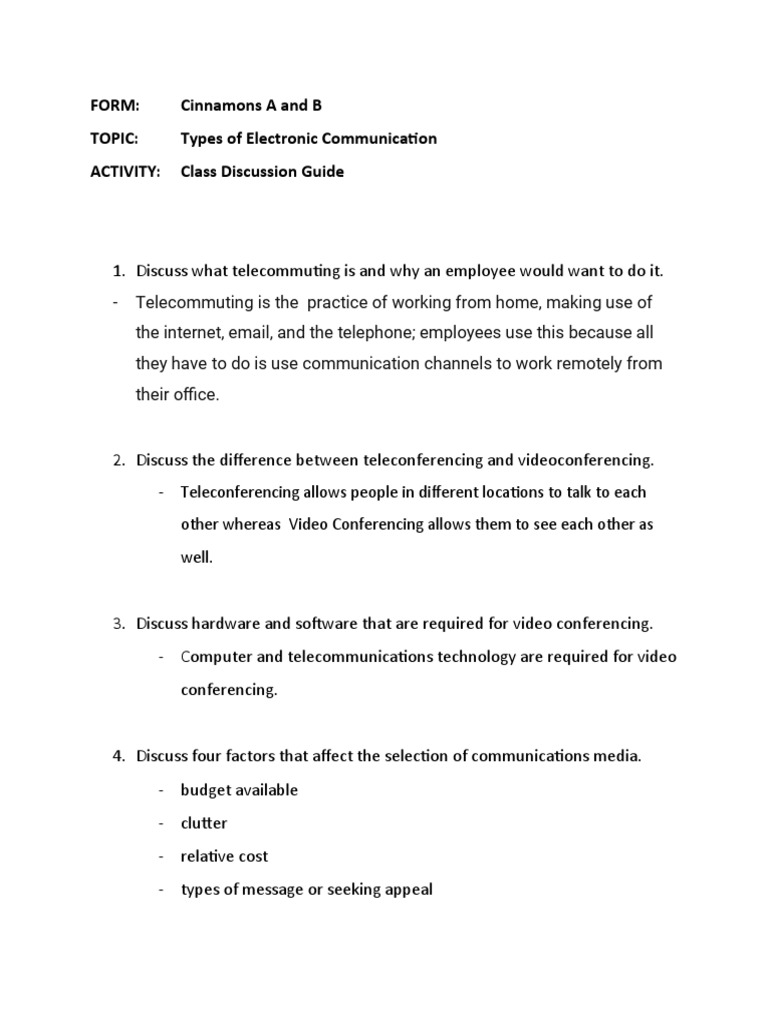 Types of Electronic Communication PDF