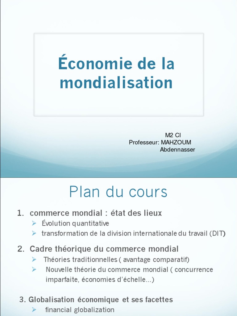 Economie de La Mondialisation | PDF | Protectionnisme | Organisation ...