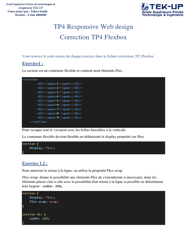 Correction TP4 Flexbox Responsive | PDF | Conception de site web | Internet