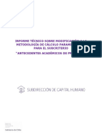 Informe Técnico Sobre Modificación A La Metodología de Cálculo Parametrizado para El Subcriterio "Antecedentes Académicos de Pregrado"