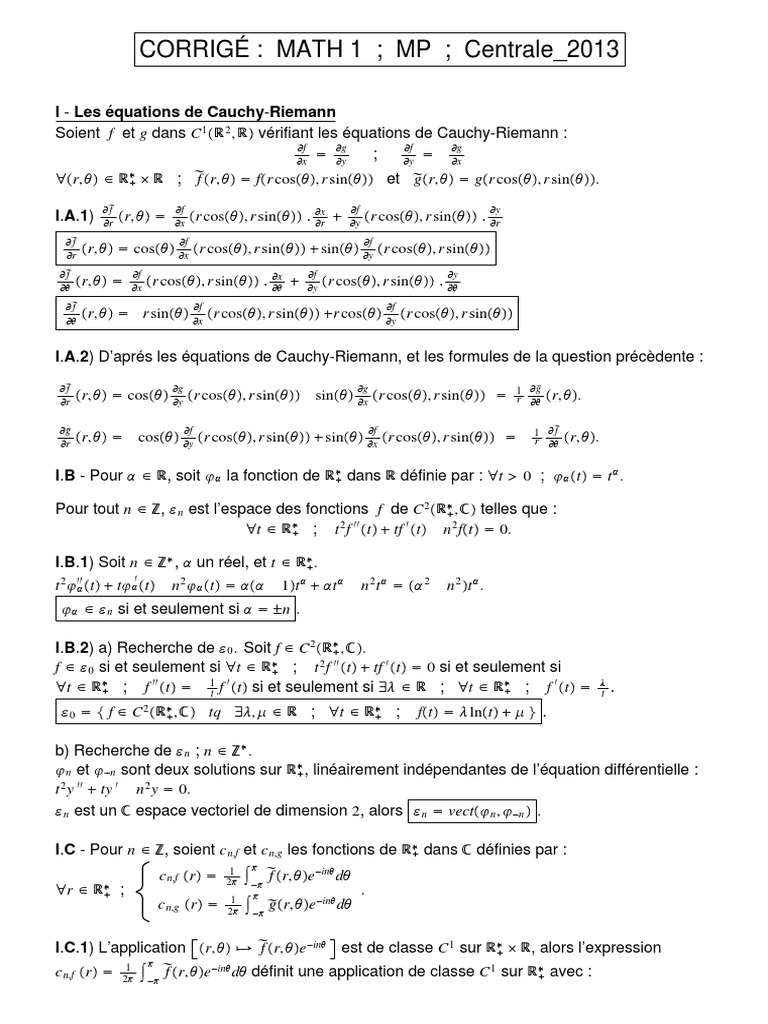 Corrigé Mathématiques MP 2013 | PDF | Fonctionnalités et modélisations ...