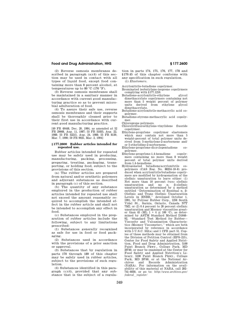 21 CFR 177 | Download Free PDF | Copolymer | Polymers