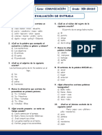 Evaluación de Entrada - Comunicación - 3ºgrado